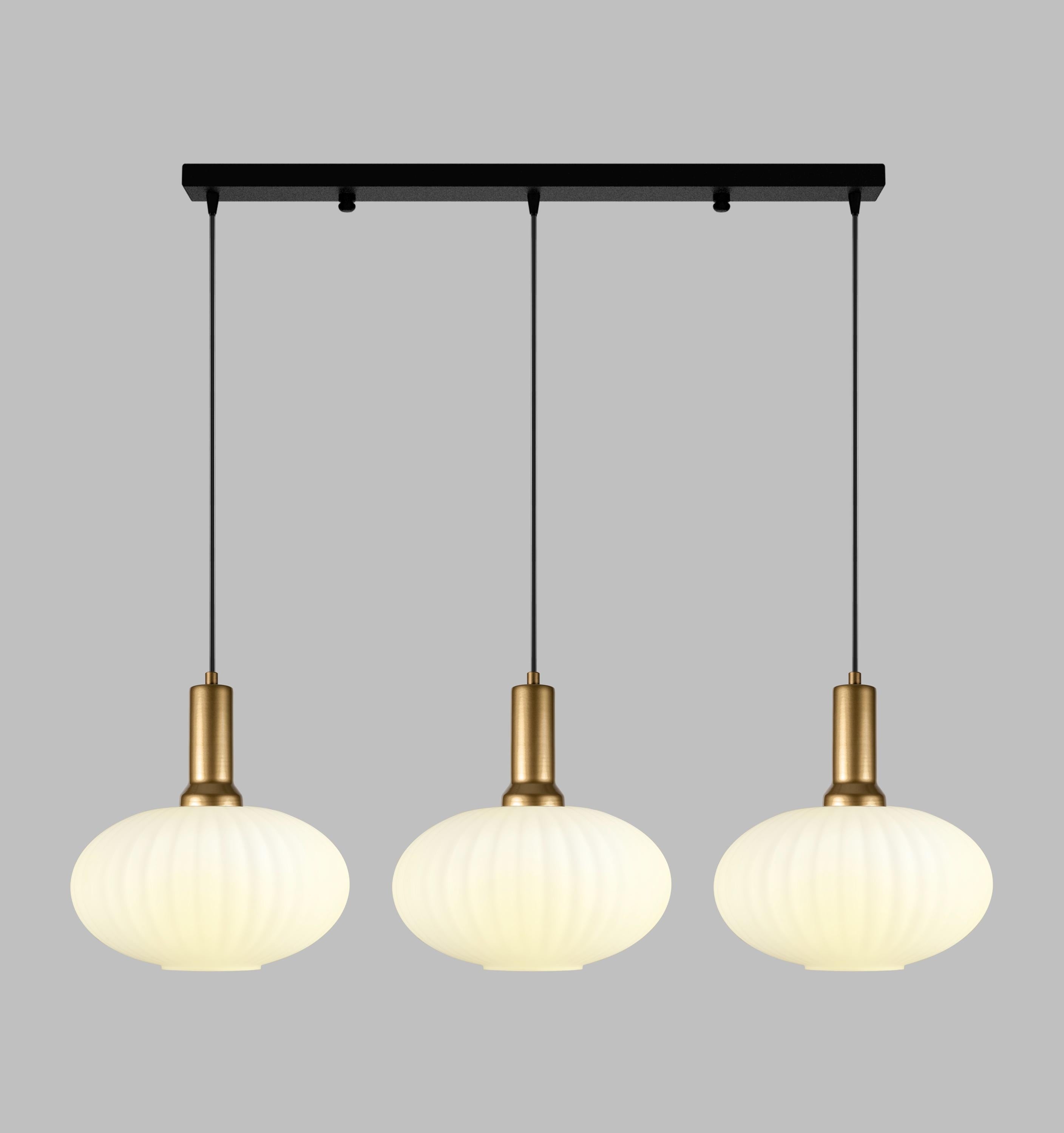Opal White Glass Pendant Light: Modern Ribbed Lighting for Stairwell