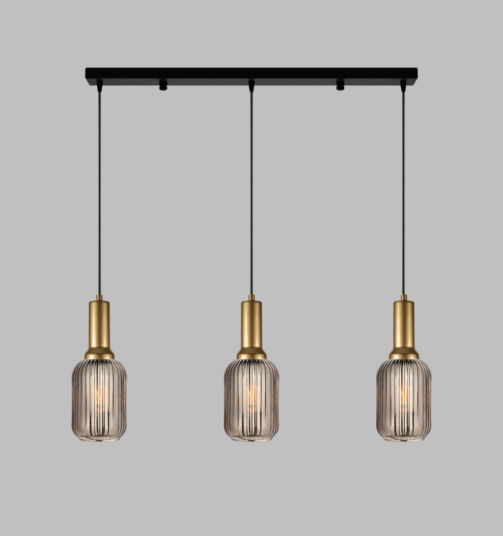 Ribbed White Glass Pendant Light: Modern Cylinder Chandelier