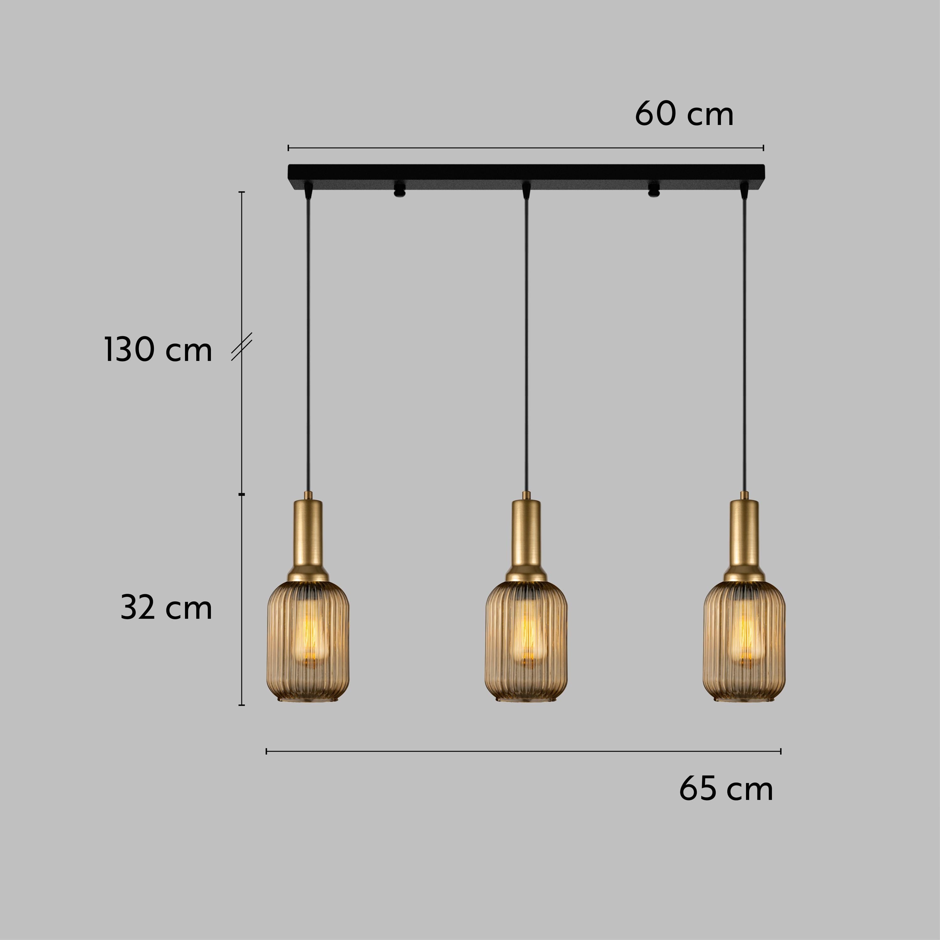 Smoke Gray Glass Pendant Light: Modern Ribbed Lighting, Multi-Light Chandelier