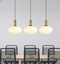 Opal White Glass Pendant Light: Modern Ribbed Lighting for Stairwell