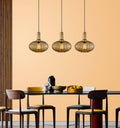 Amber Ribbed Glass Pendant Light: Modern Stairwell Chandelier