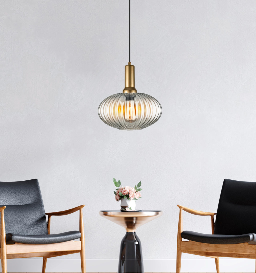 Clear Ribbed Glass Pendant Light: Modern Chandelier Lighting