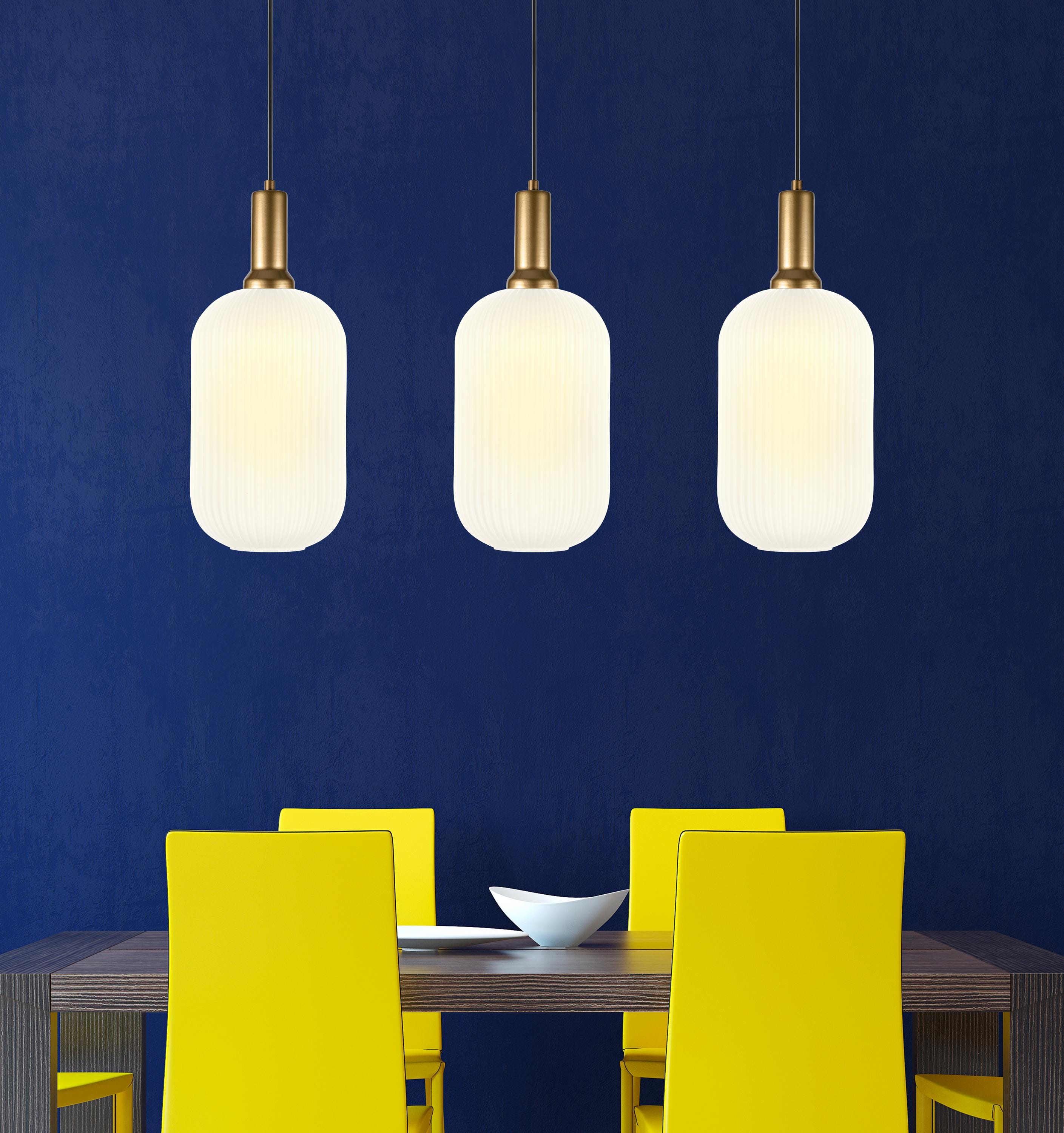 Ribbed Glass Multi Pendant Light: Stairwell Chandelier, Custom Lighting