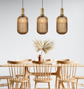 Ribbed Glass Multi Pendant Chandelier: Amber Stairwell Lighting