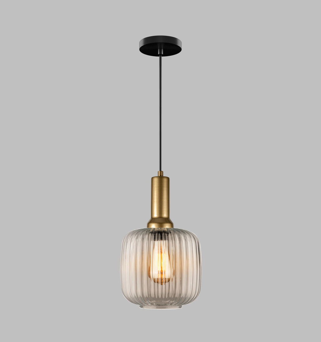 Amber Ribbed Glass Pendant Light: Modern Minimalist Lighting