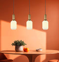 Ribbed White Glass Pendant Light: Modern Cylinder Chandelier