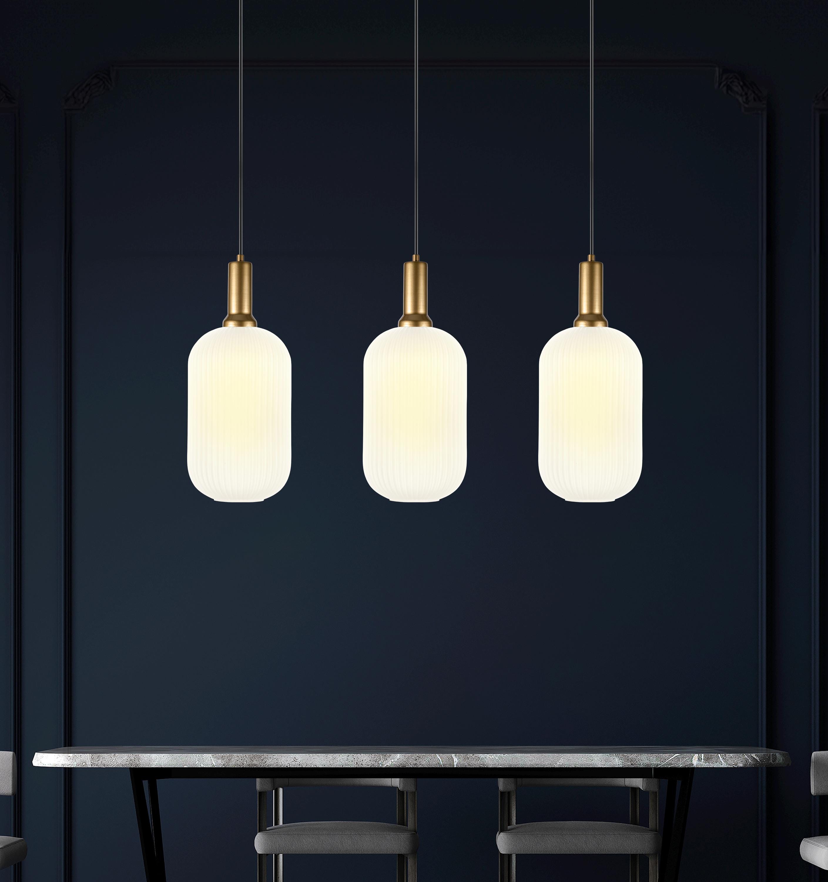Ribbed Glass Multi Pendant Light: Stairwell Chandelier, Custom Lighting