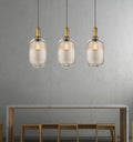 Ribbed Glass Multi Pendant Lighting: Stairwell Chandelier, Custom Length