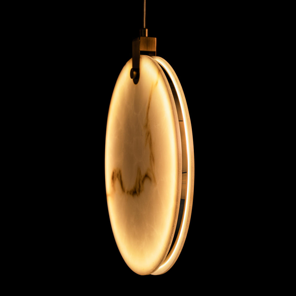 Alabaster Marble Disc Pendant Light: Nordic Modern Chandelier