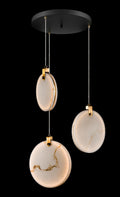 Alabaster Marble Disk LED Pendant Light, Dining Stairwell Lighting