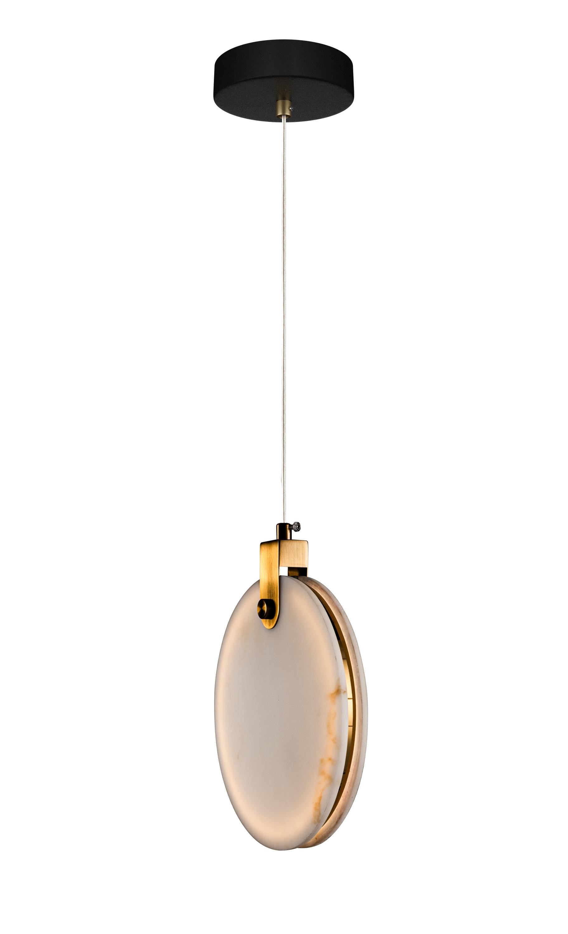 Alabaster Marble Disc Pendant Light: Nordic Modern Chandelier