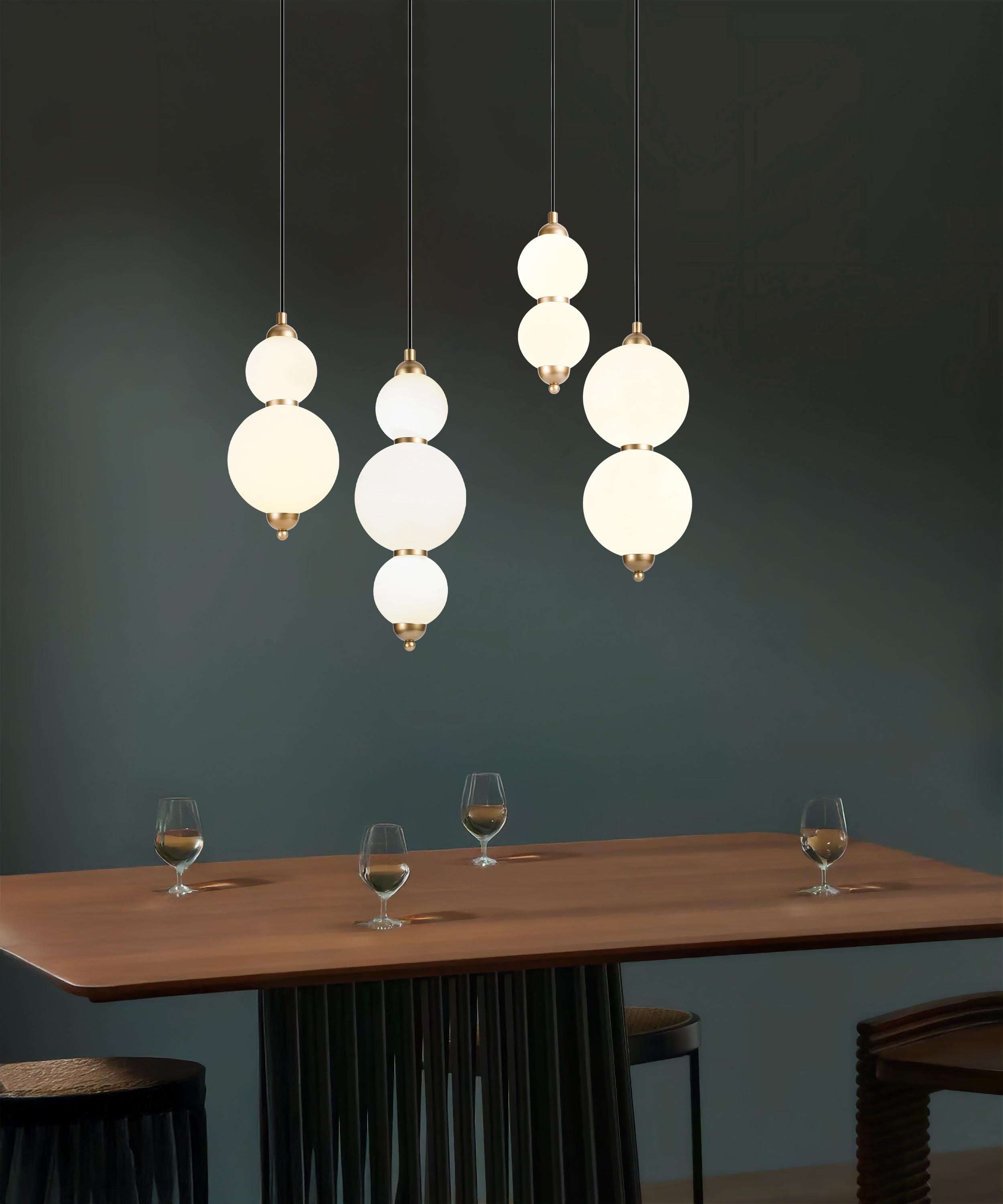 Modern Stacked Globe Chandelier, High Ceiling Foyer Pendant Light