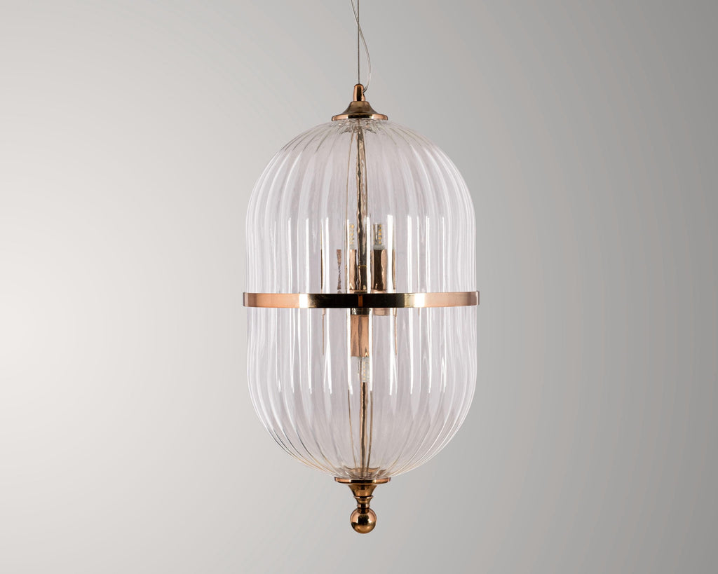 Modern Ribbed Glass Pendant Light: Scandinavian Kitchen Island Chandelier