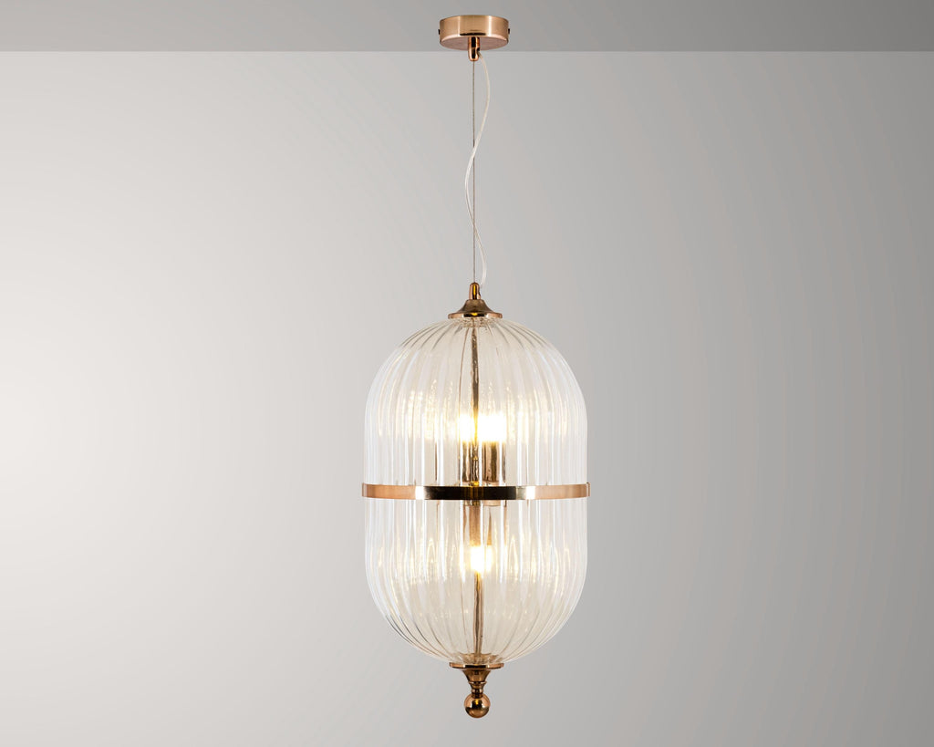 Modern Ribbed Glass Pendant Light: Scandinavian Kitchen Island Chandelier