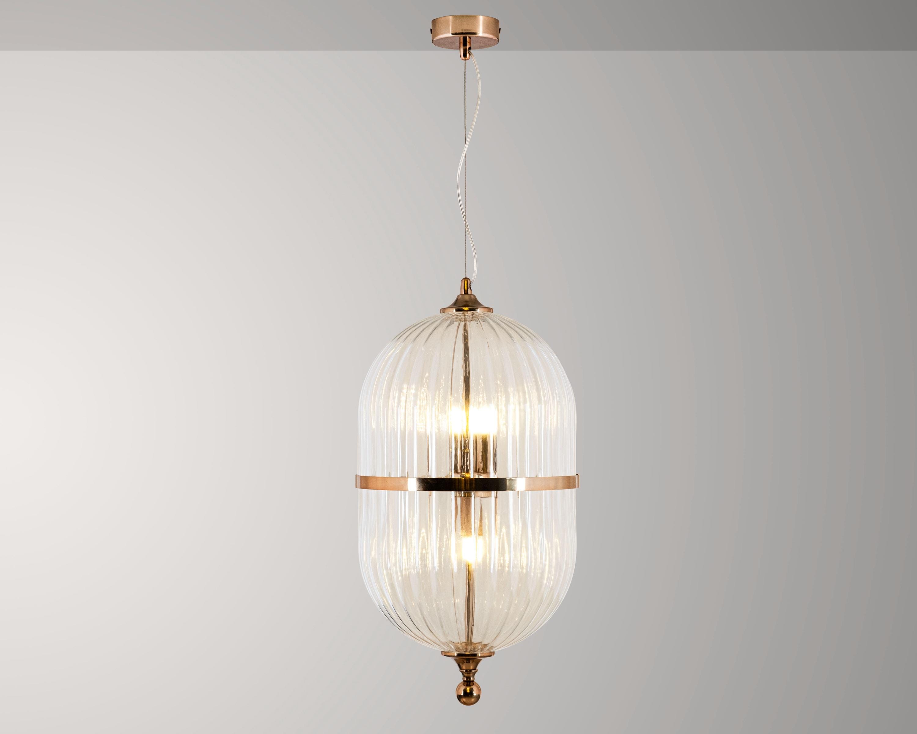 Modern Ribbed Glass Pendant Light: Scandinavian Kitchen Island Chandelier