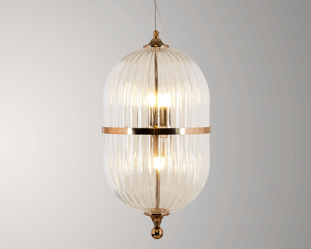 Modern Ribbed Glass Pendant Light: Scandinavian Kitchen Island Chandelier