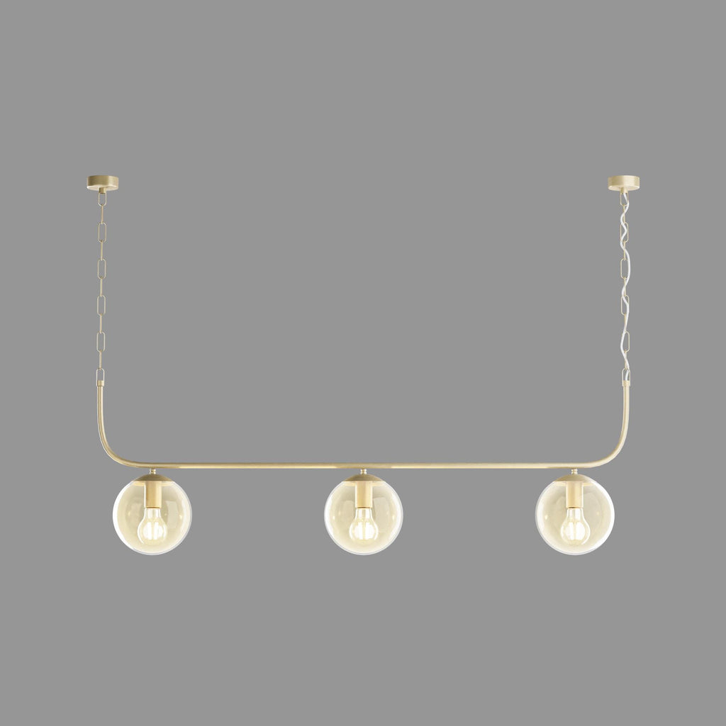 Nordic Linear Pendant Light: Modern Globe Glass Chandelier, Gold-Black Fixture