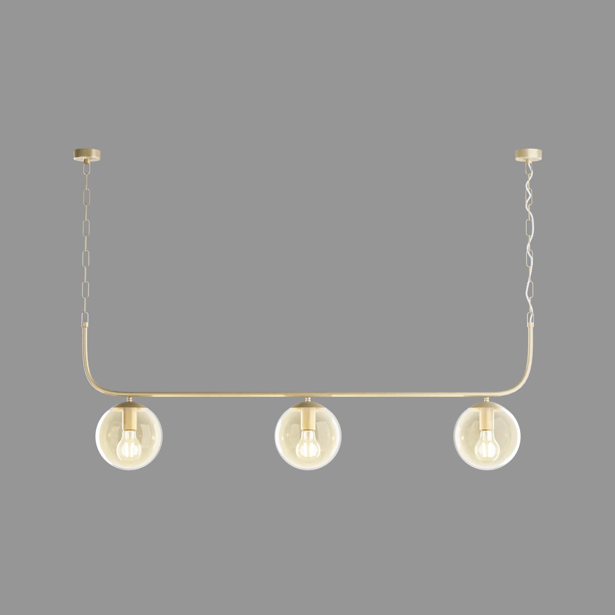 Nordic Linear Pendant Light: Modern Globe Glass Chandelier, Gold-Black Fixture