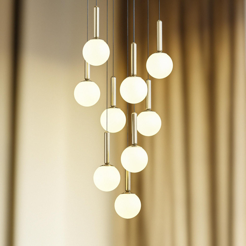 Mid Century Modern Globe Pendant Light: Cluster Chandelier, Adjustable Length