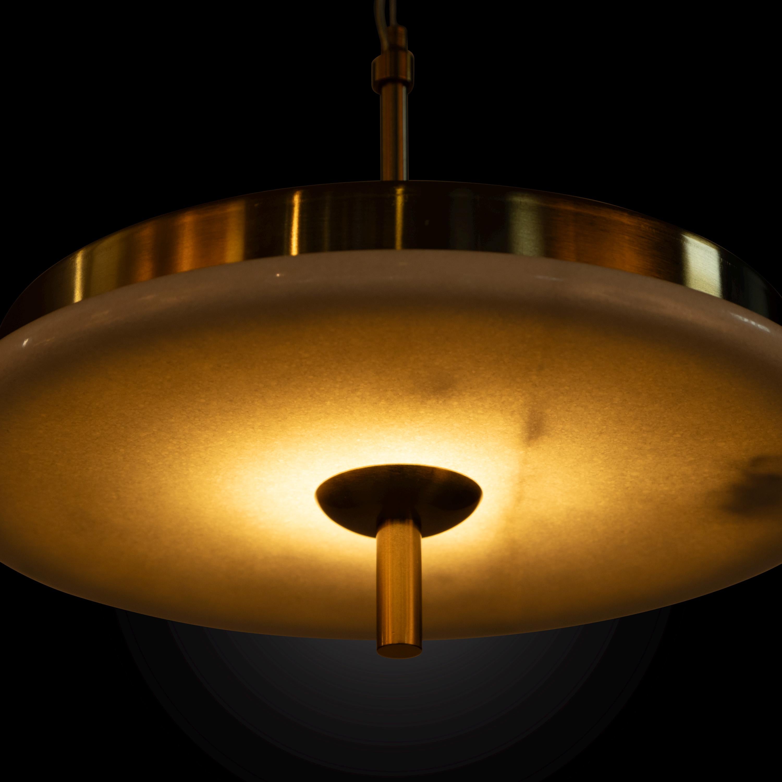 Natural Marble Disc LED Pendant Light - Modern Brass Fixture Custom Modern Lighting