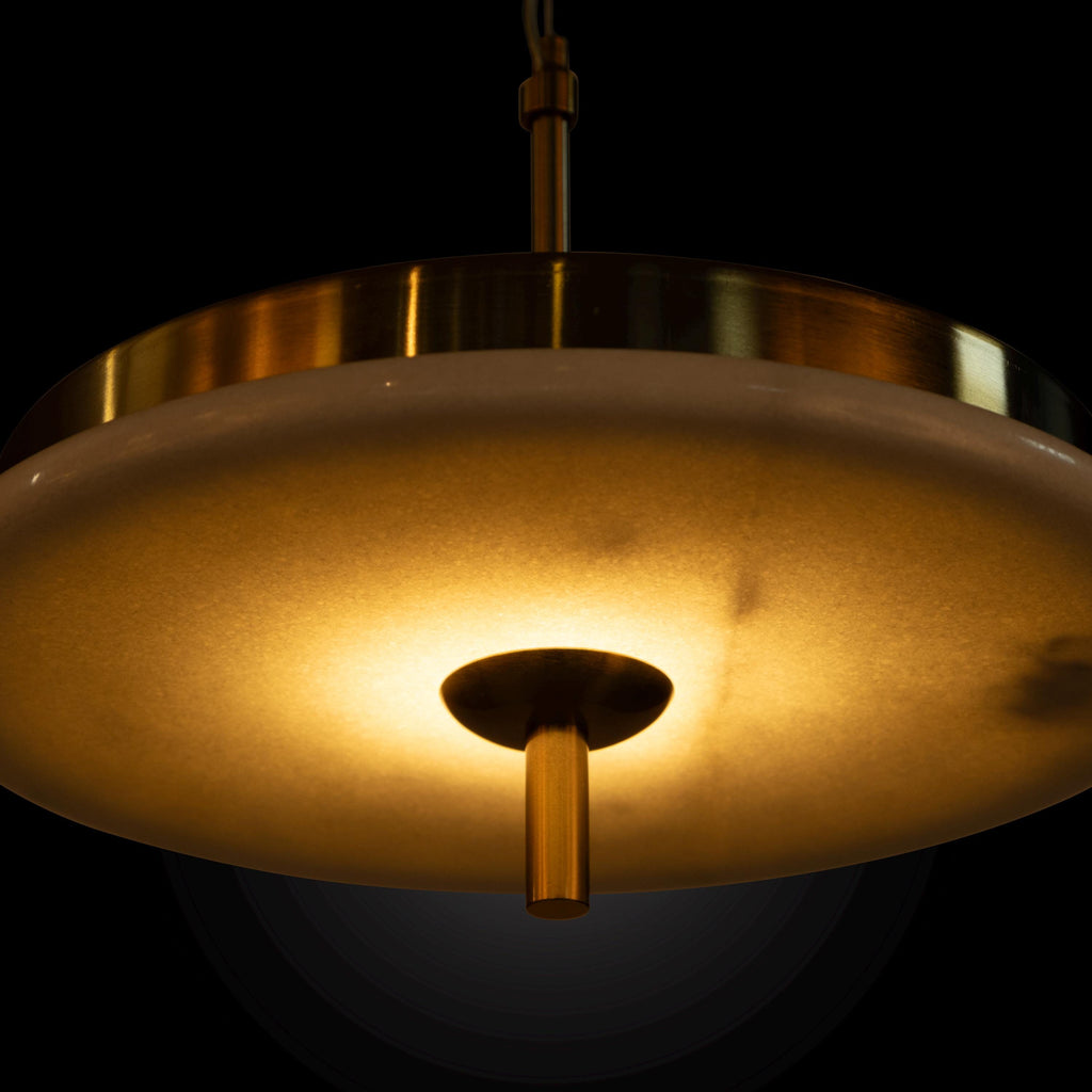 Alabaster Marble LED Pendant Light: Custom Brass Kitchen Island Chandelier