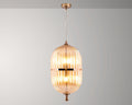 Vintage Ribbed Amber Glass Pendant Light: Scandinavian Kitchen Island Chandelier