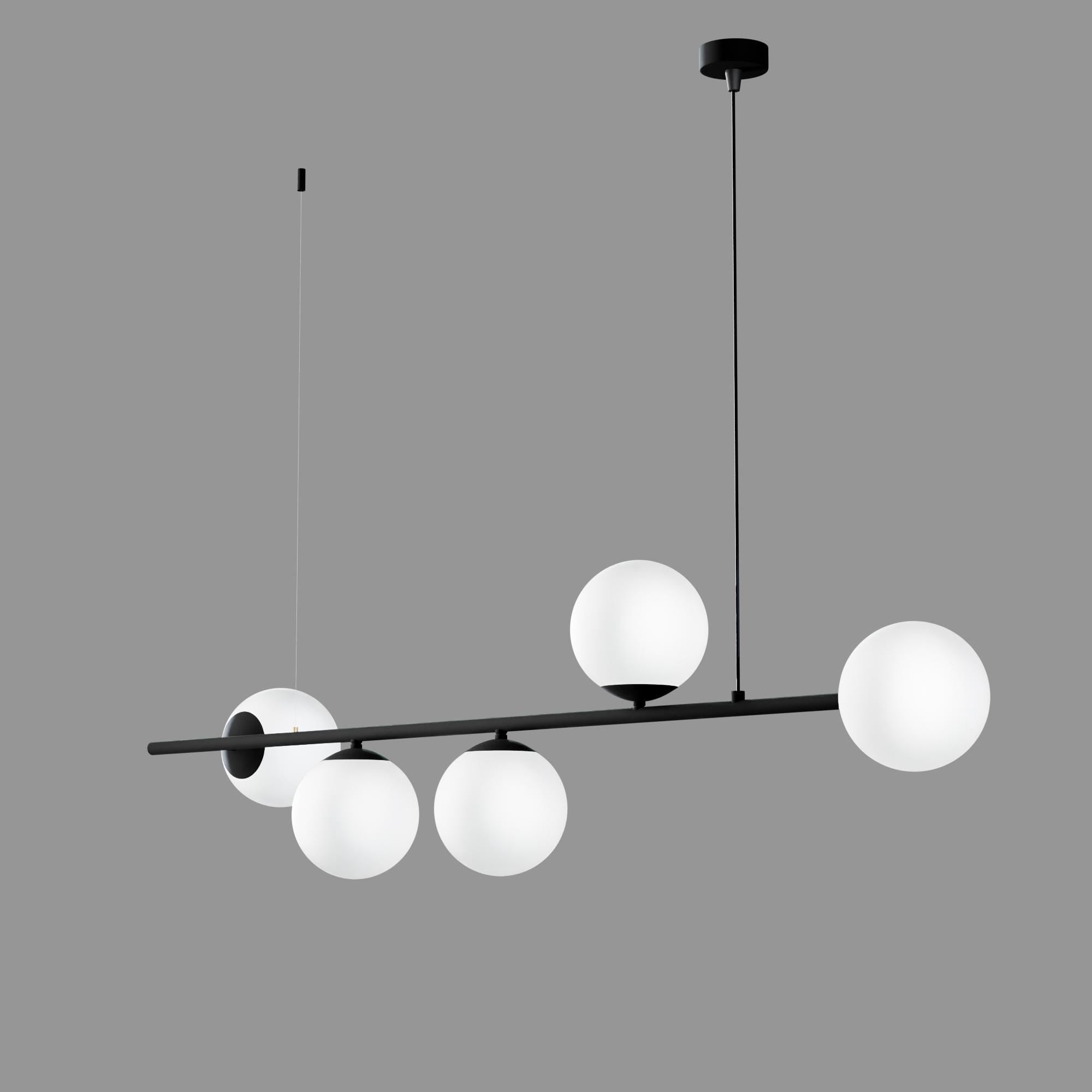 Minimalist Linear Pendant Light: Modern White Glass Hanging Lamp