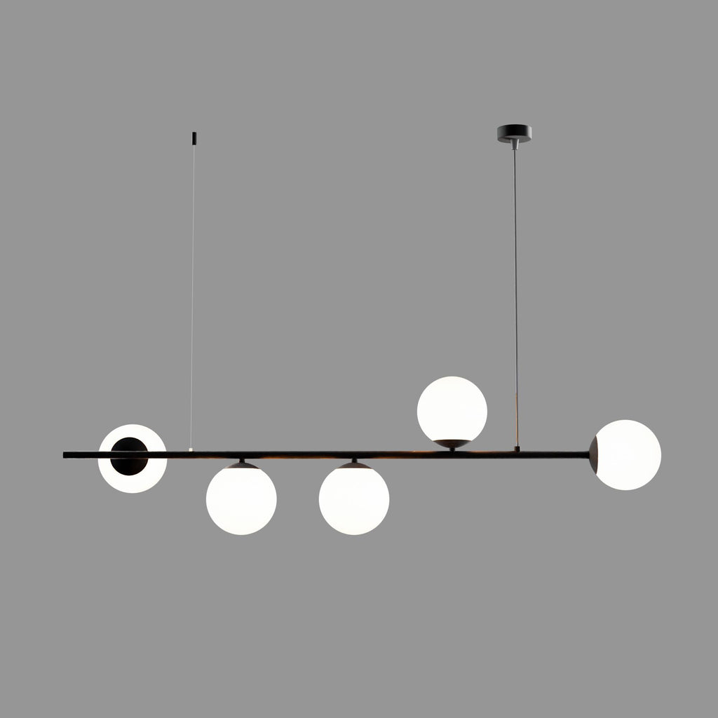 Minimalist Linear Pendant Light: Modern White Glass Hanging Lamp