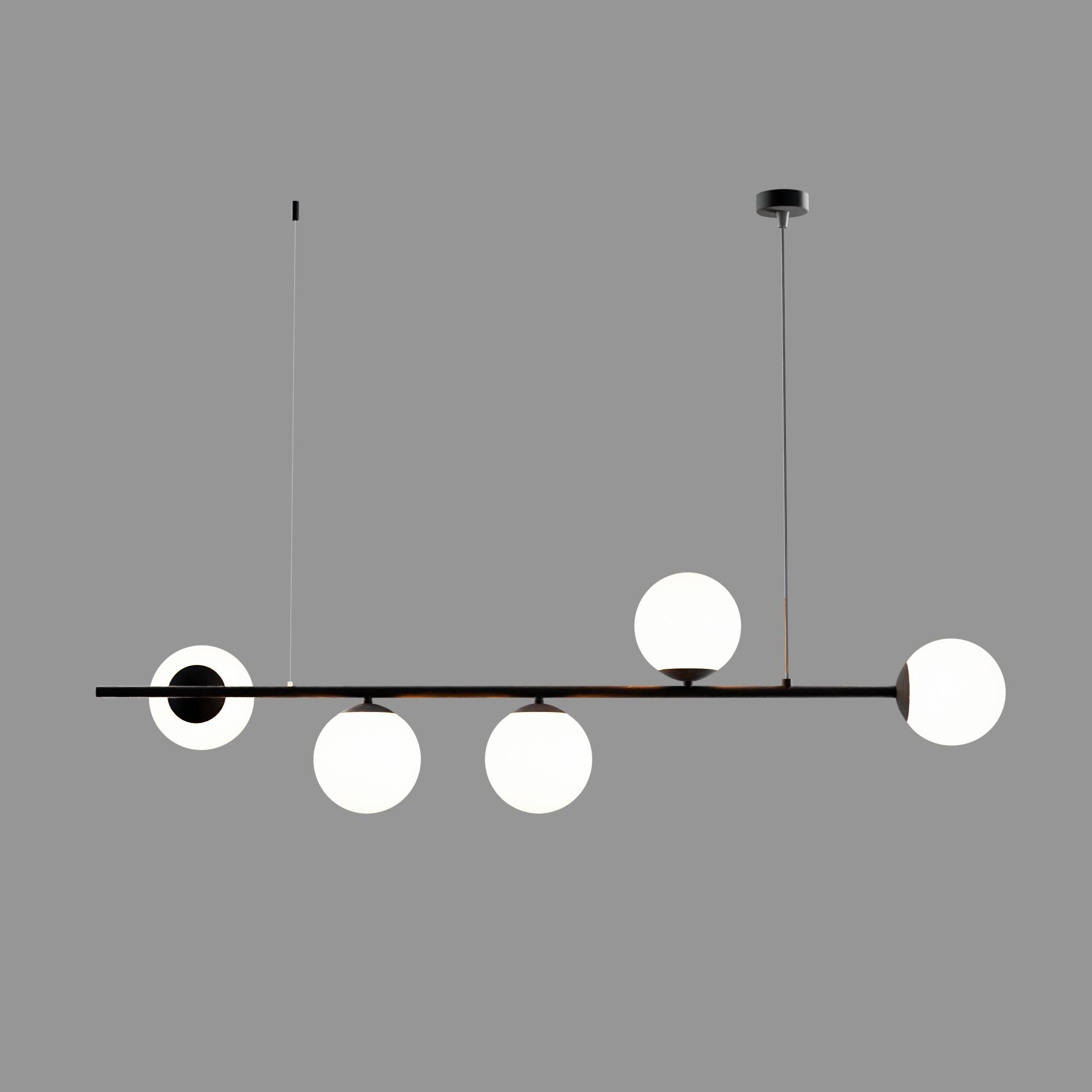 Minimalist Linear Pendant Light: Modern White Glass Hanging Lamp