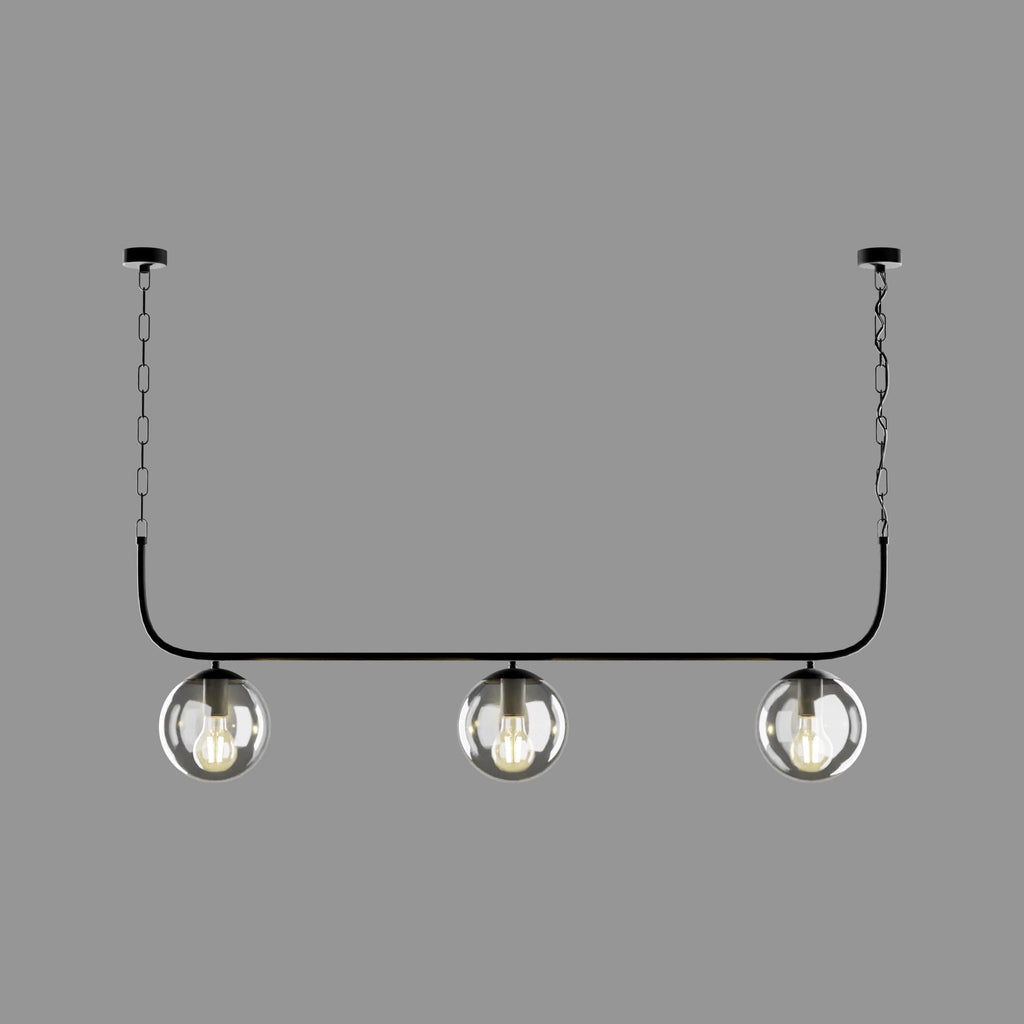 Nordic Linear Pendant Light: Modern Globe Glass Chandelier, Gold-Black Fixture