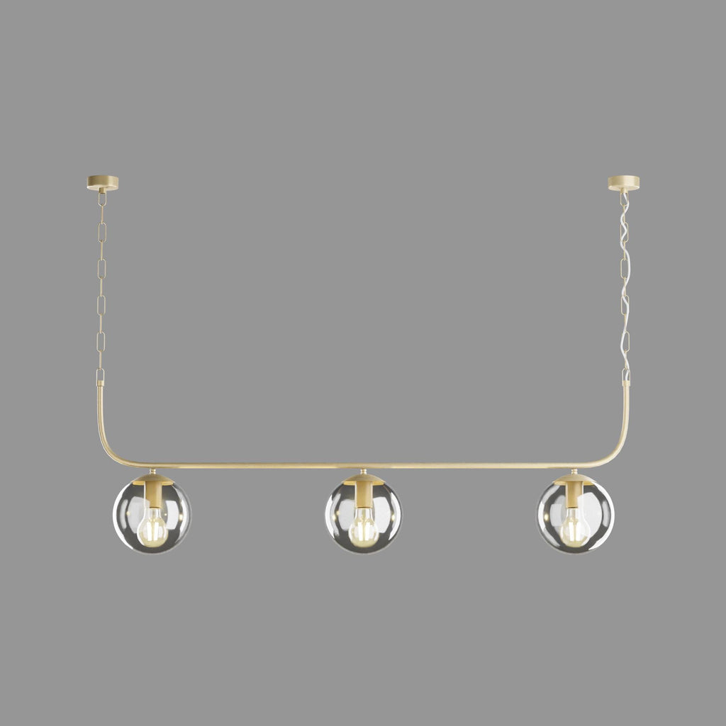 Nordic Linear Pendant Light: Modern Globe Glass Chandelier, Gold-Black Fixture