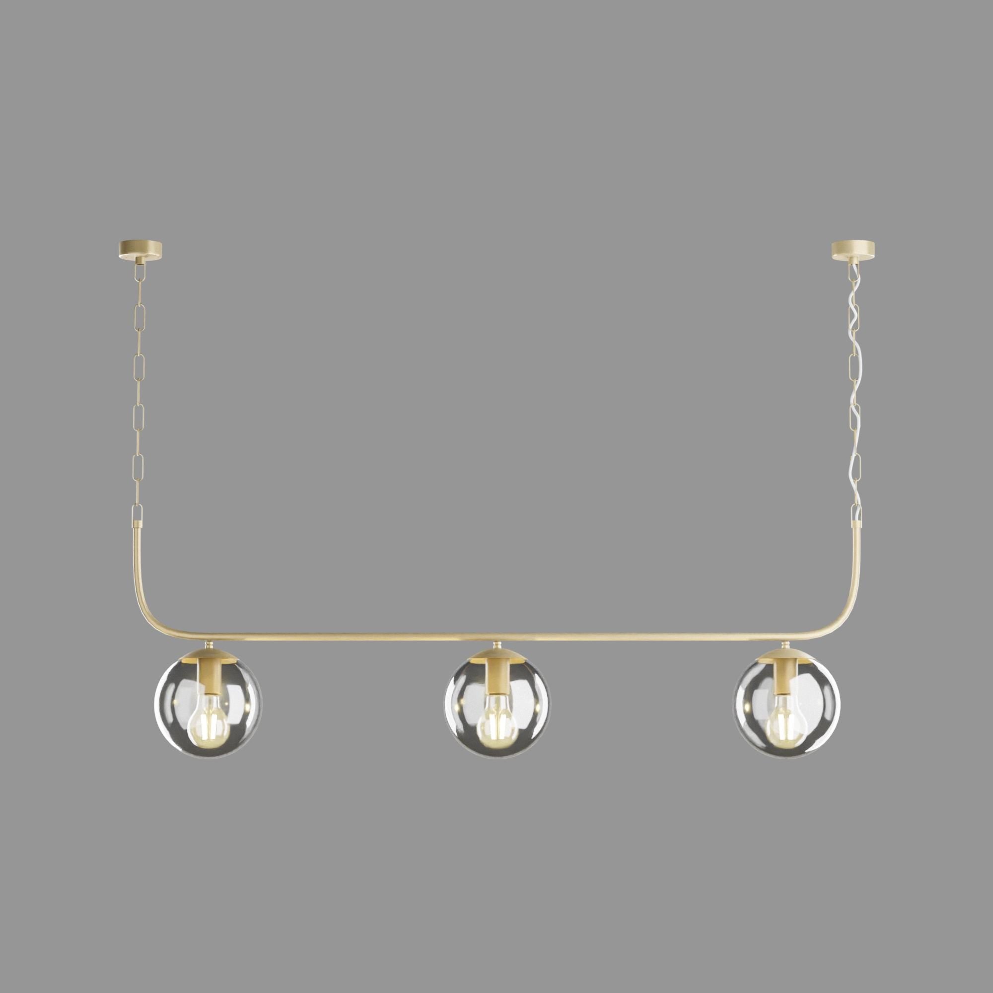Nordic Linear Pendant Light: Modern Globe Glass Chandelier, Gold-Black Fixture
