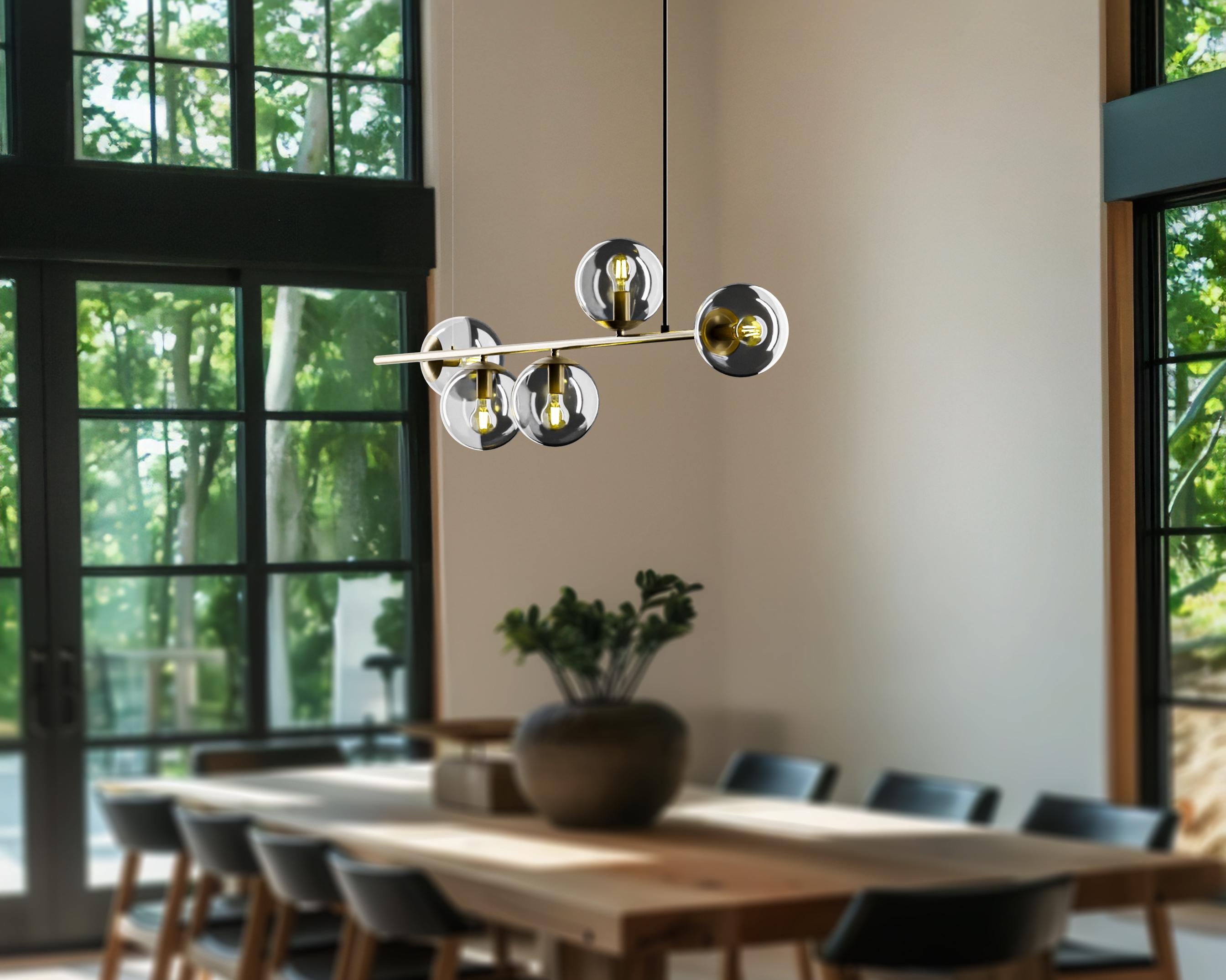 Minimalist Linear Pendant Light: Modern White Glass Hanging Lamp