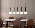Mid Century Modern Globe Pendant Light: Black & Gold Linear Chandelier