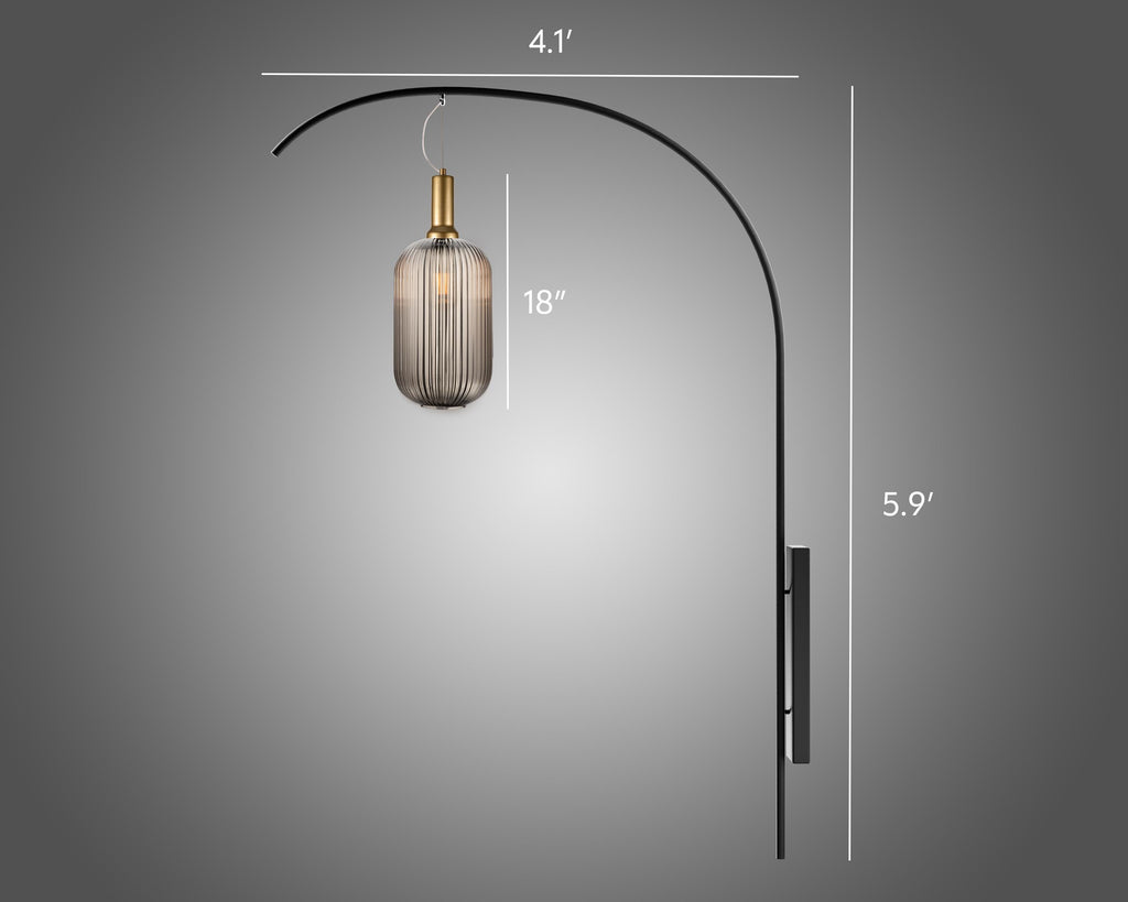 Smoke Gray Glass Wall Sconce: Minimalist Black-Brass Fixture