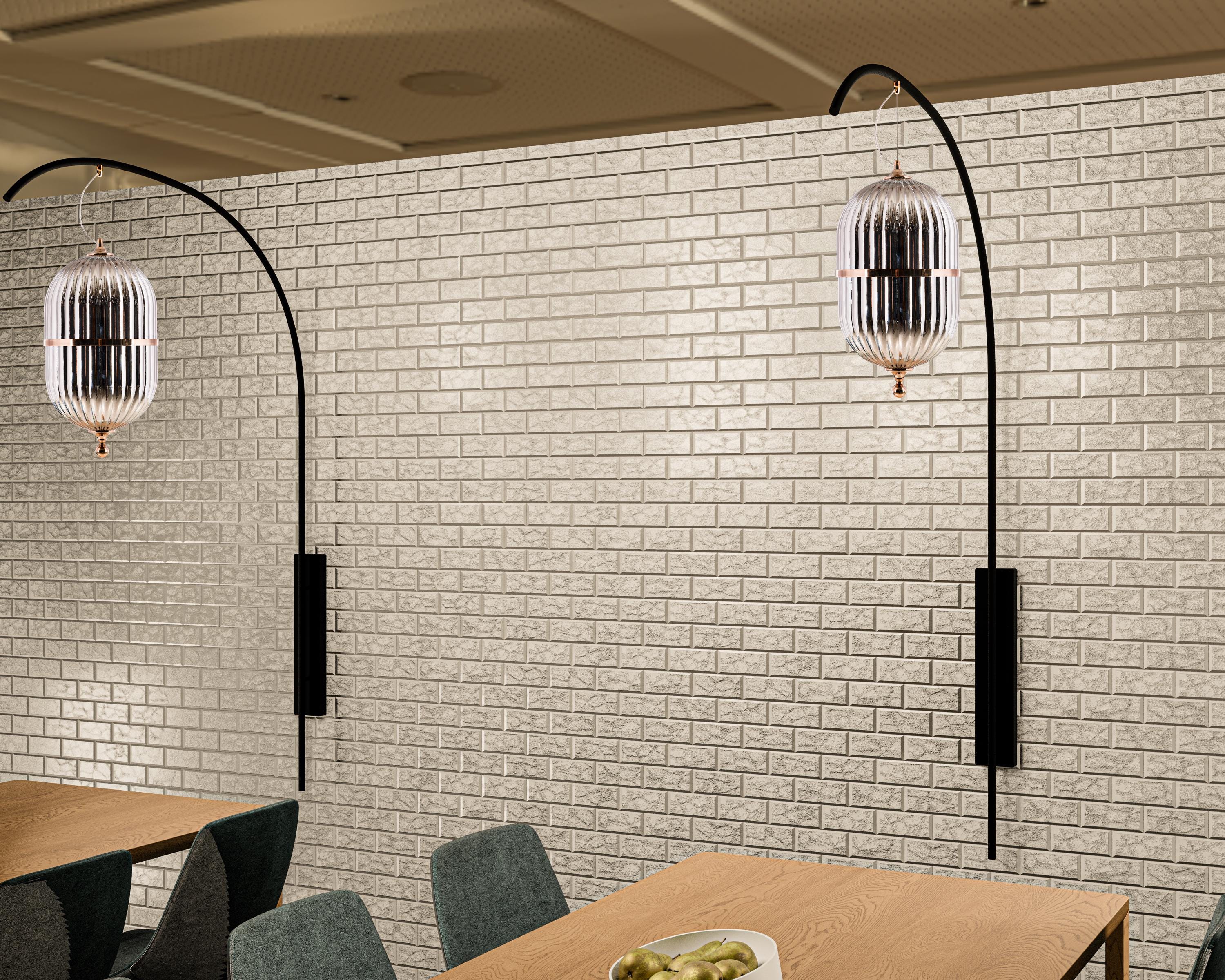 XL Smoked Gray Glass Wall Sconce: Black-Brass Minimalist Lamp