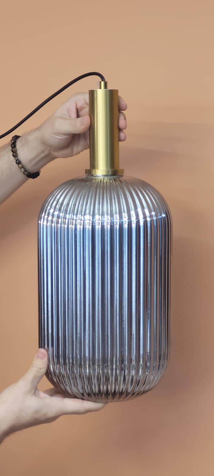 Smoke Gray Glass Wall Sconce: Minimalist Black-Brass Fixture
