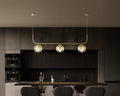 Nordic Linear Pendant Light: Modern Globe Glass Chandelier, Gold-Black Fixture