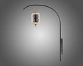 XL Smoked Gray Glass Wall Sconce: Black-Brass Minimalist Lamp