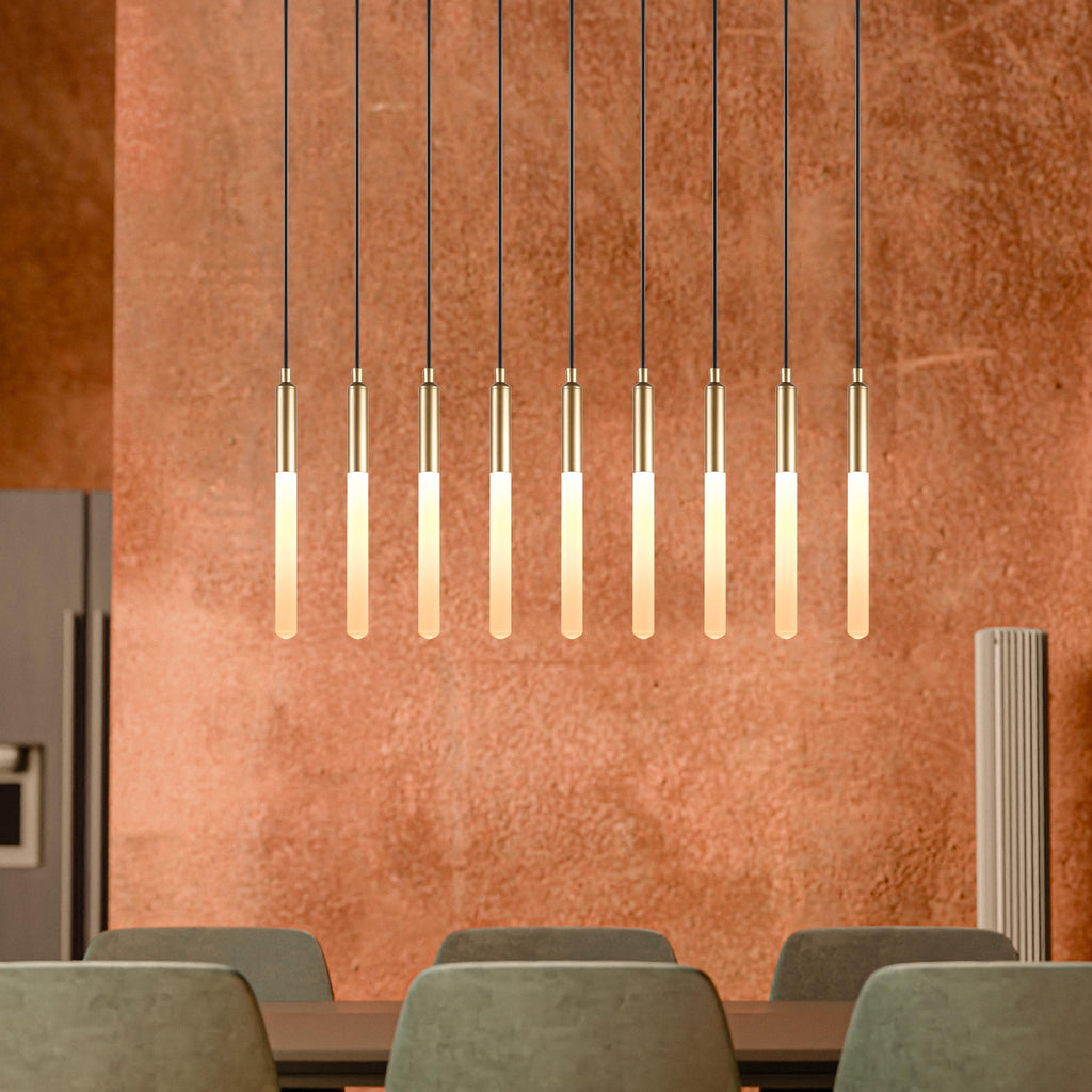 RECTANGULAR Canopy LED Tube Pendant Light: Modern Kitchen Island Chandelier