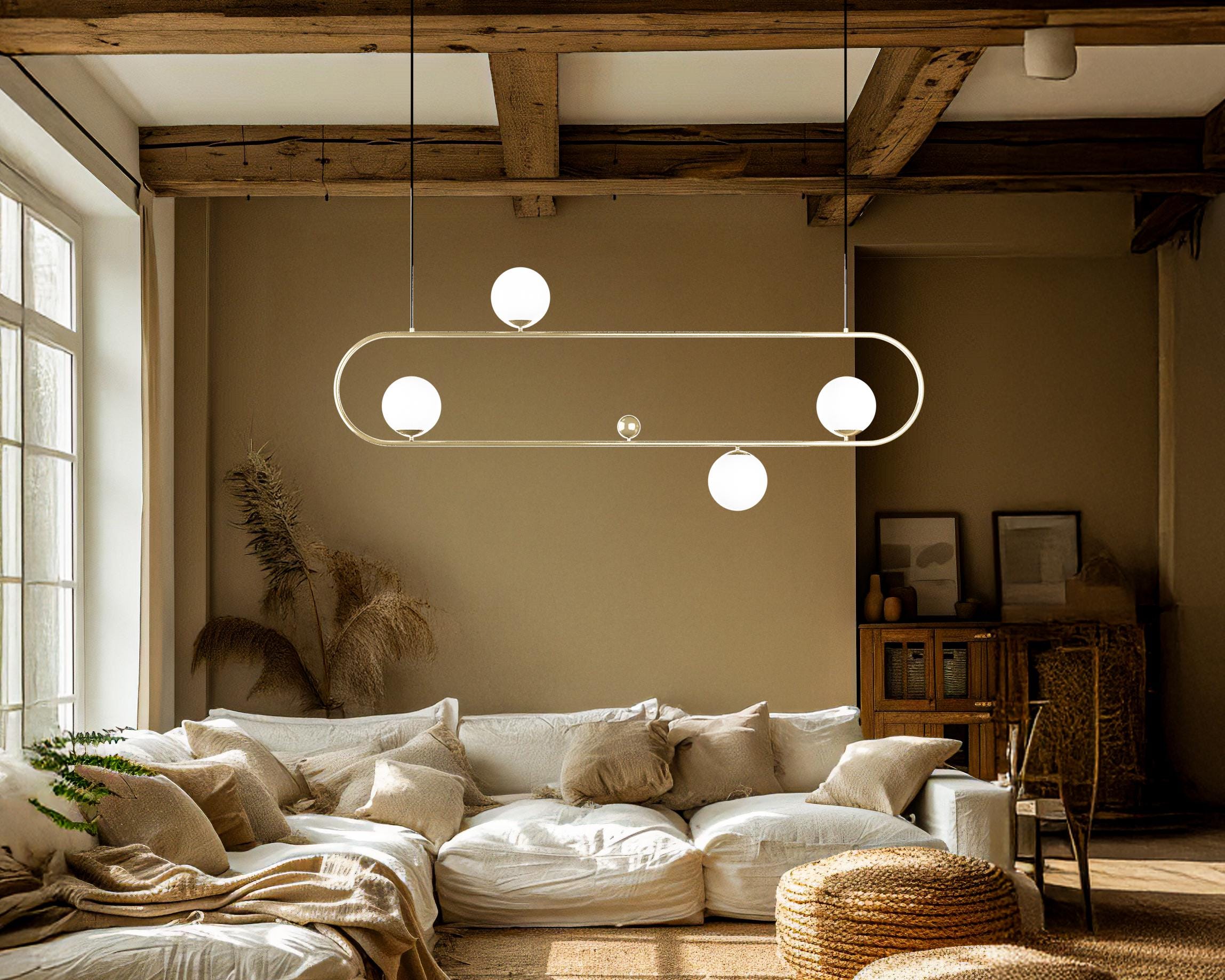 Modern Linear Pendant Light: Ellipse Kitchen Island Lamp