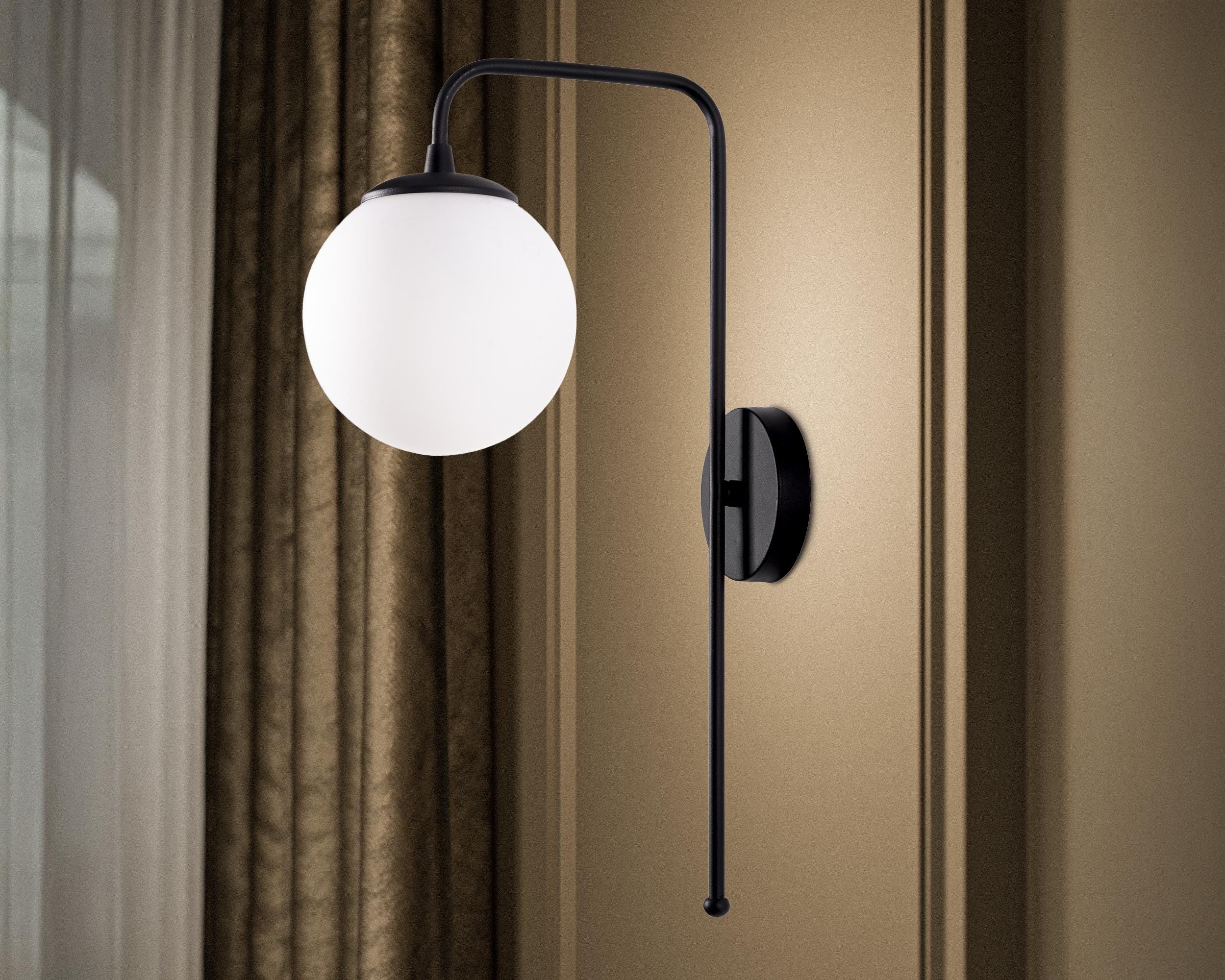 Mid-Century Modern Globe Wall Sconce: Smoked Gray Glass, Nordic Style