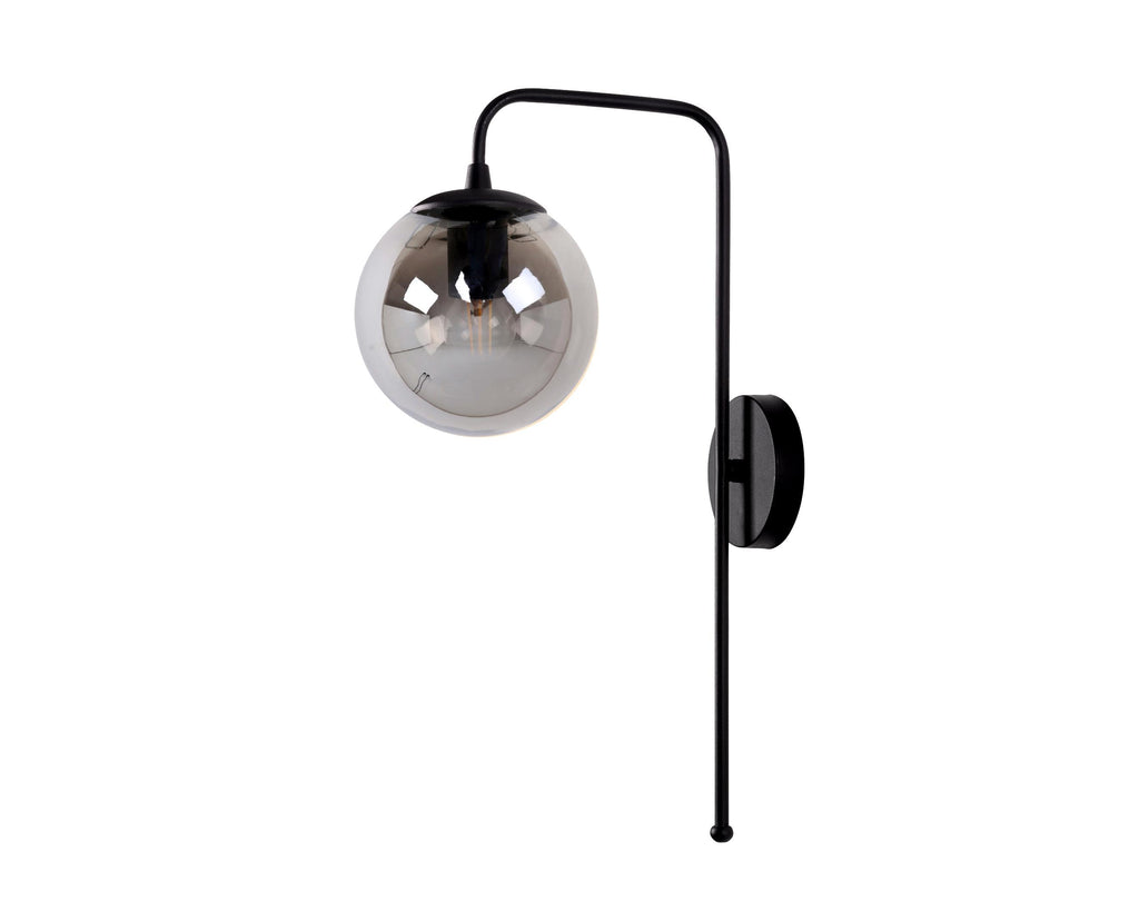 Mid-Century Modern Globe Wall Sconce: Smoked Gray Glass, Nordic Style