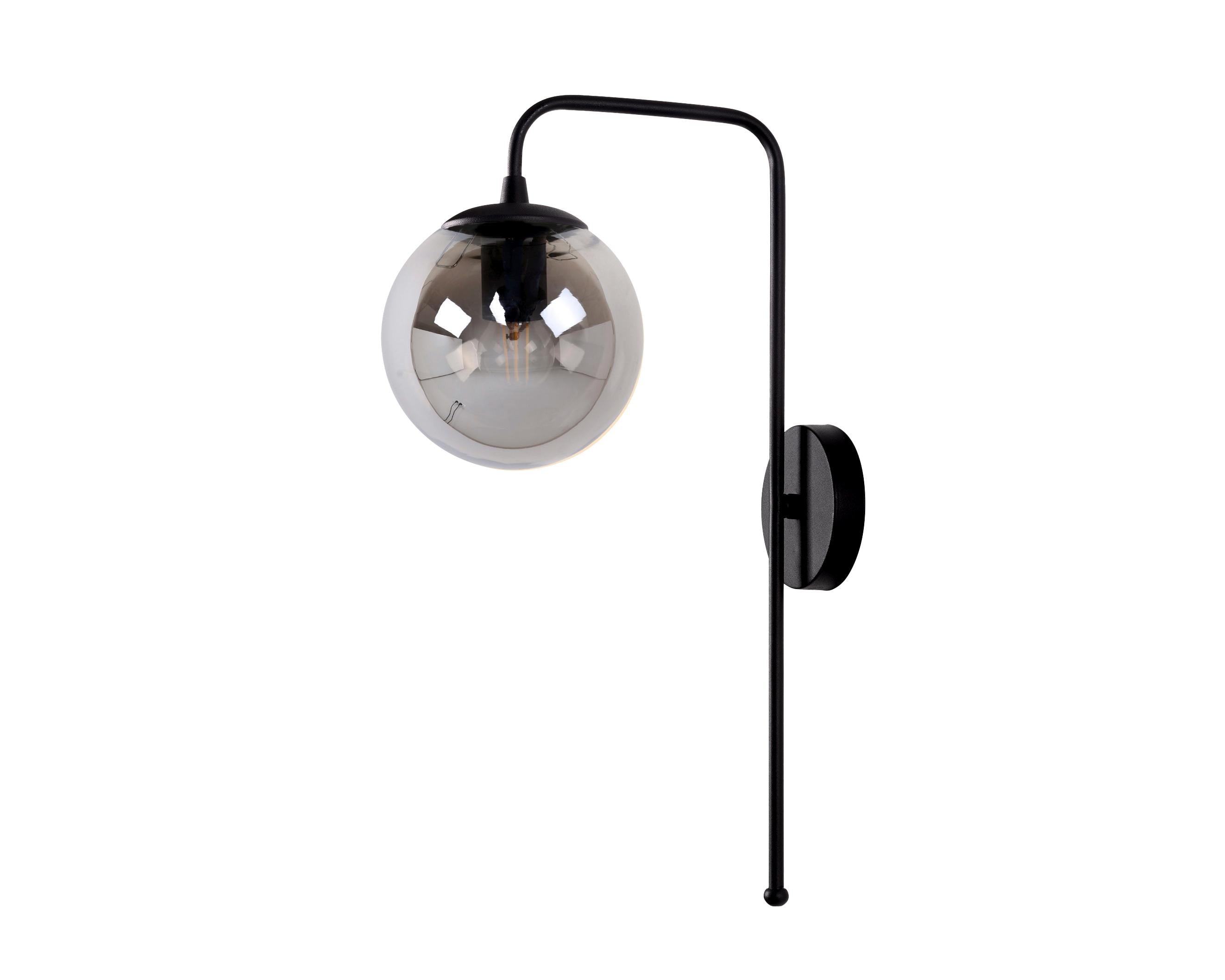 Mid-Century Modern Globe Wall Sconce: Smoked Gray Glass, Nordic Style