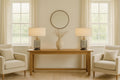 Smoked Ribbed Glass Table Lamp with Cream Shade - Modern Bedside Light
