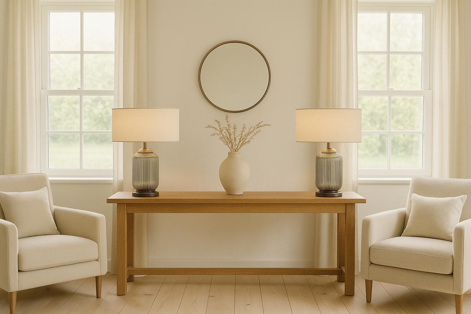 Smoked Ribbed Glass Table Lamp with Cream Shade - Modern Bedside Light
