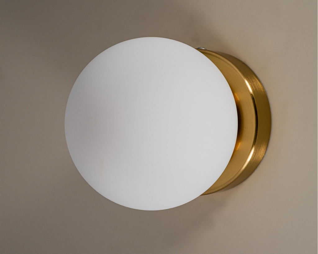 Opal Glass Globe Wall Lamp: Modern Sconce Light Fixture, Customizable Sizes