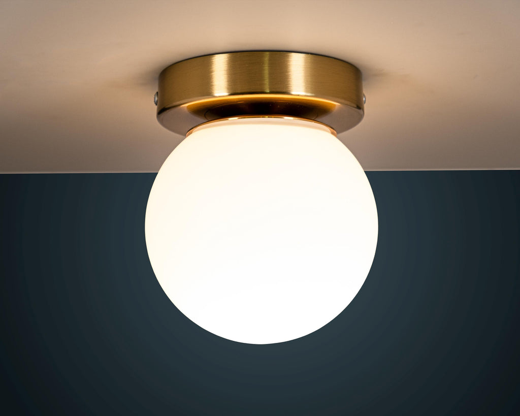Opal Glass Globe Flush Mount Ceiling Light - Customizable Modern Sconce