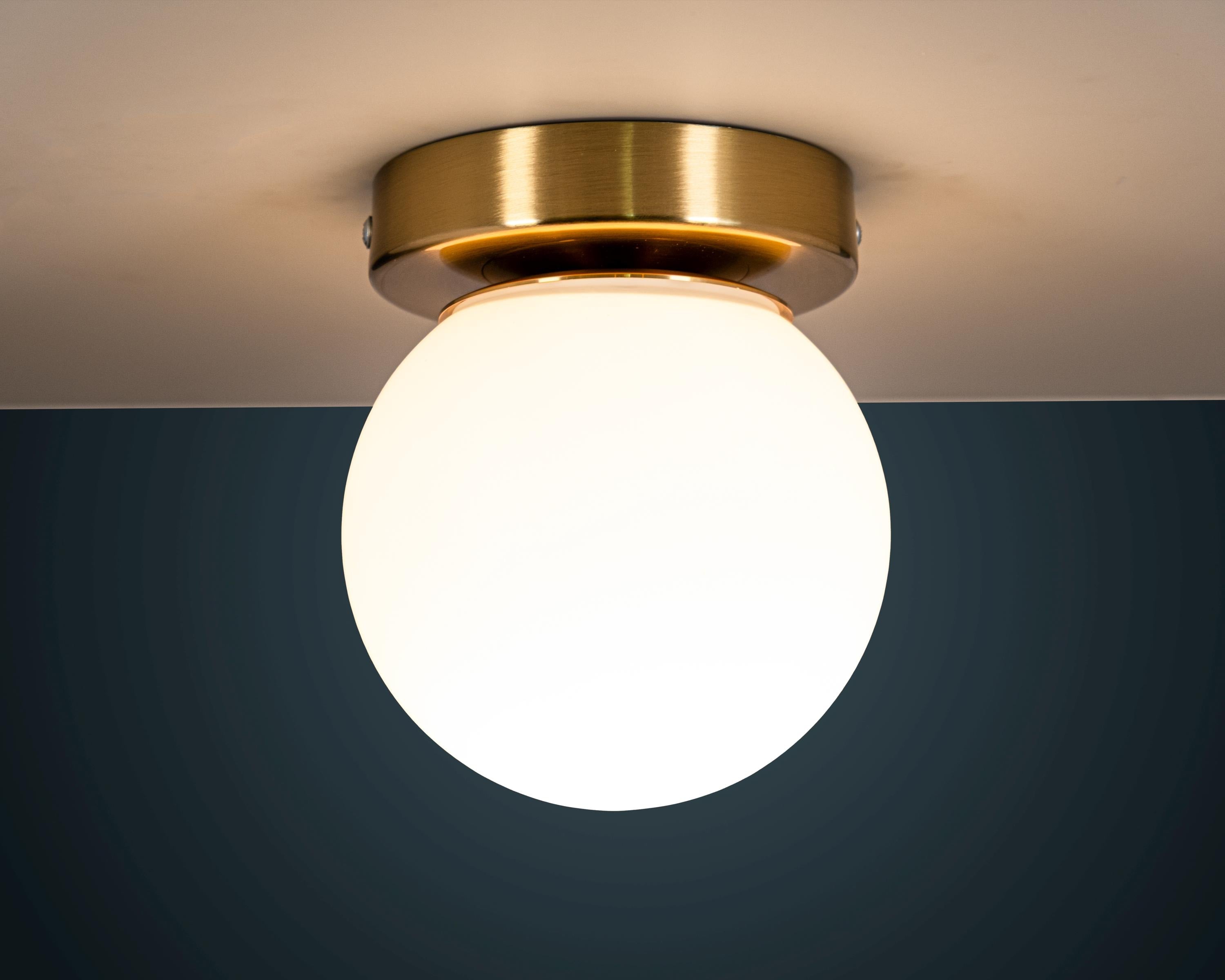 Opal Glass Globe Flush Mount Ceiling Light - Customizable Modern Sconce