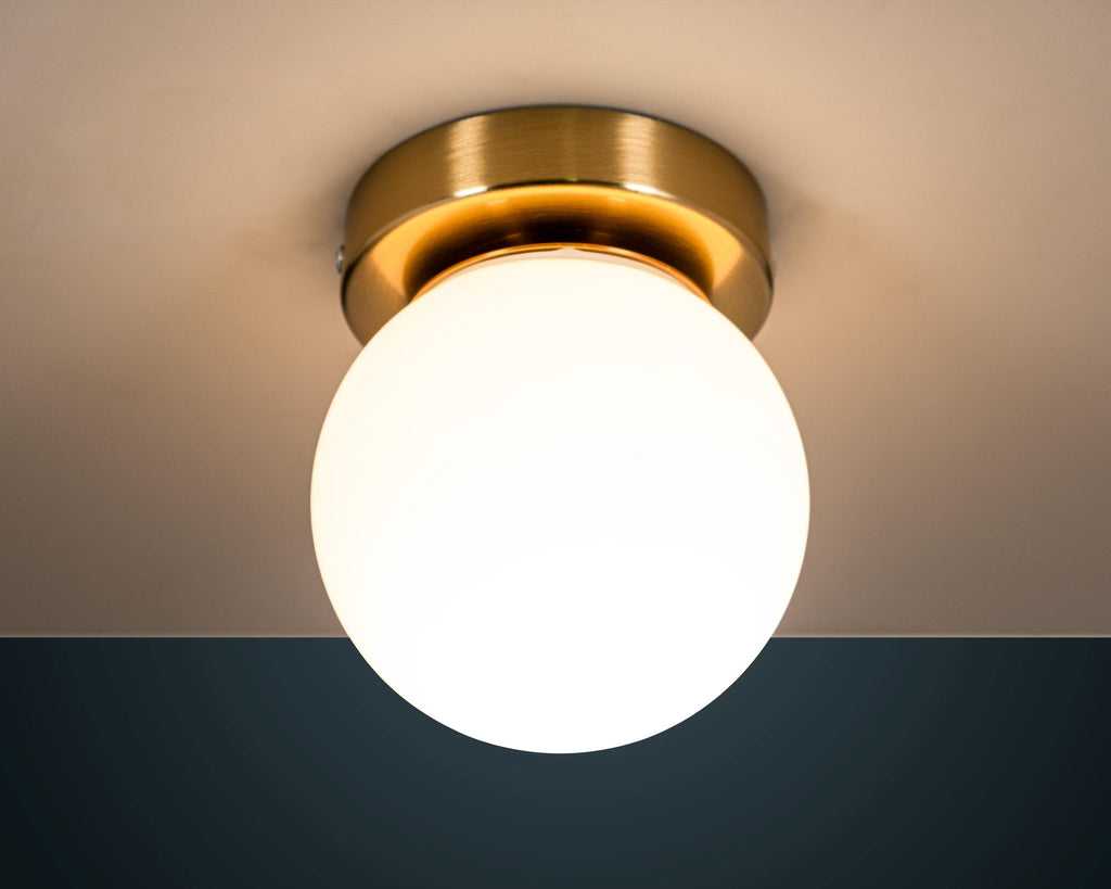 Opal Glass Globe Flush Mount Ceiling Light - Customizable Modern Sconce